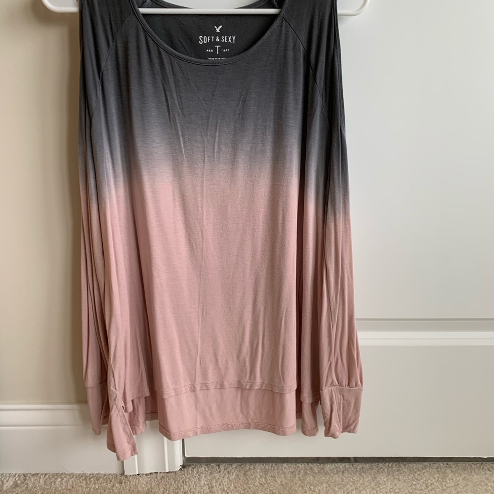 A&E soft & sexy ombré cold shoulder long sleeve